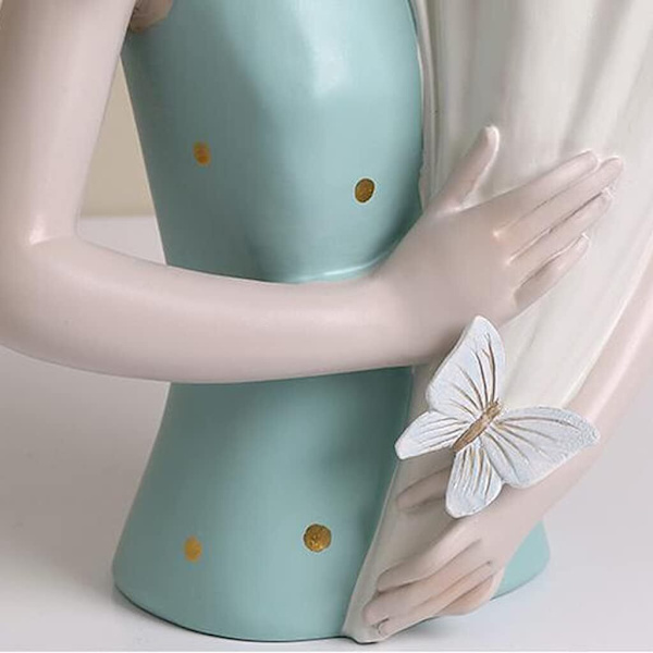 Flickor Figurer Blomvas, Resin Flickor Staty Skulptur Blomkrukor white