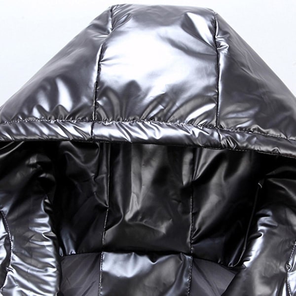 Unisex glänsande ärmlös jacka pufferväst Black XL