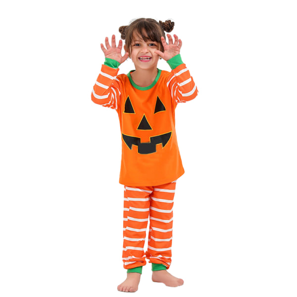 Familjematchande Pyjamas med Långärmad Pumpaprint för Halloween KIDS 2T