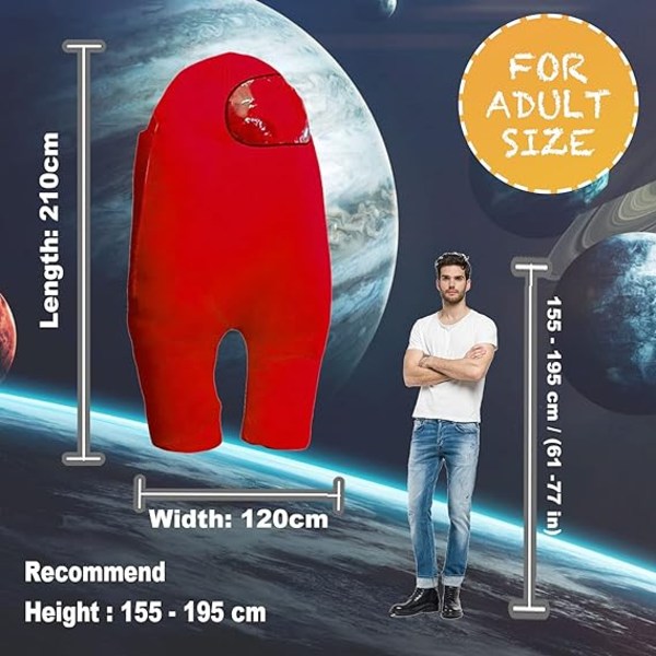 Oppustelig Astronaut rumdragt Oppustelig kostume Helkropsdragt Halloween Cosplay Kostumer Red Adult