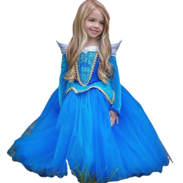 Flickor Princess Dress Up Halloween Party kostym blue XL