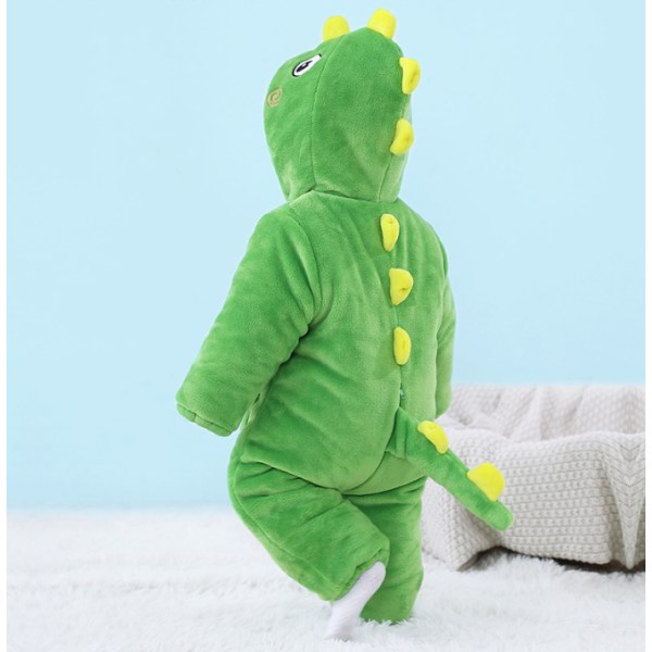 Newborn Baby Jumpsuit Hooded Fleece Rompers Långärmad Onesies Ytterkläder Outfits Green 100