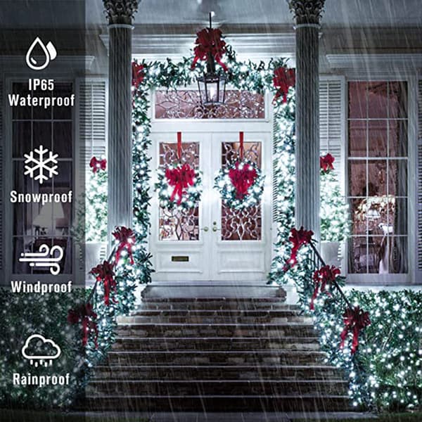 Vanntette solcelle julelys, 8 moduser utendørs julelys for juledekorasjoner White 6.5M30LED