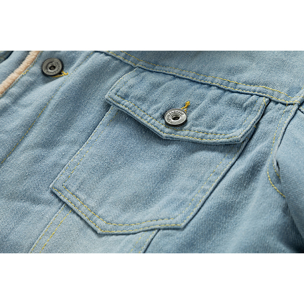 Mäns Fleecefodrad Jeansjacka Vinterjacka Light Blue 2XL
