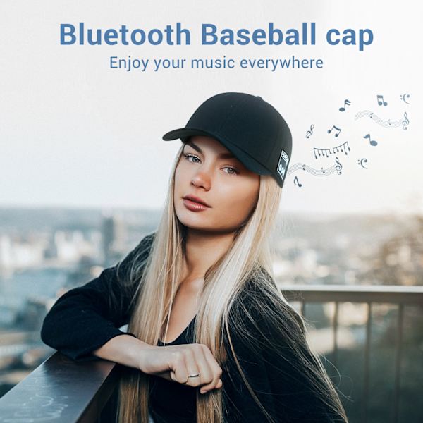 Mössa med Bluetooth högtalare Justerbar Bluetooth hatt Navy blue
