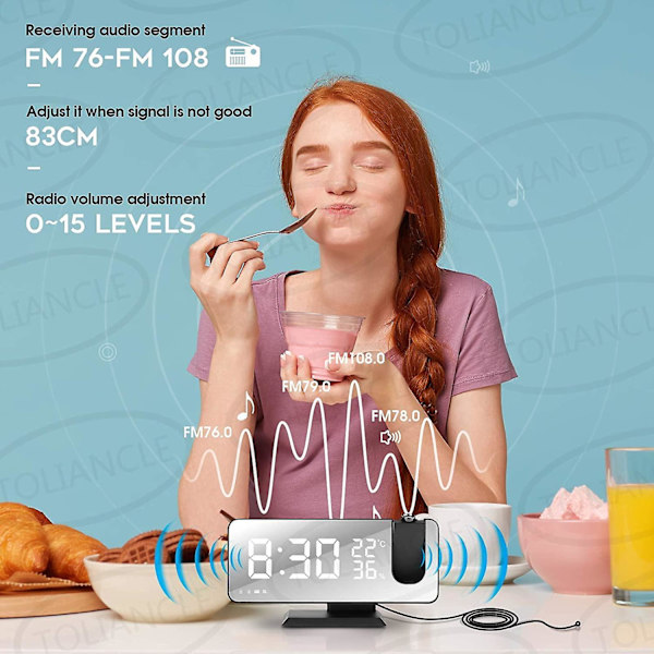 Radioprojektionsväckarklocka för sovrum Red