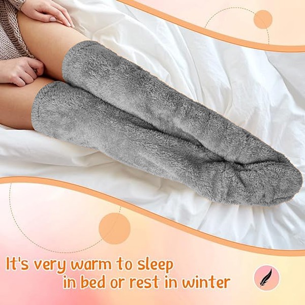 Overknees Fuzzy Sokker - Myke og Pussede Lange Beinskinn Grey