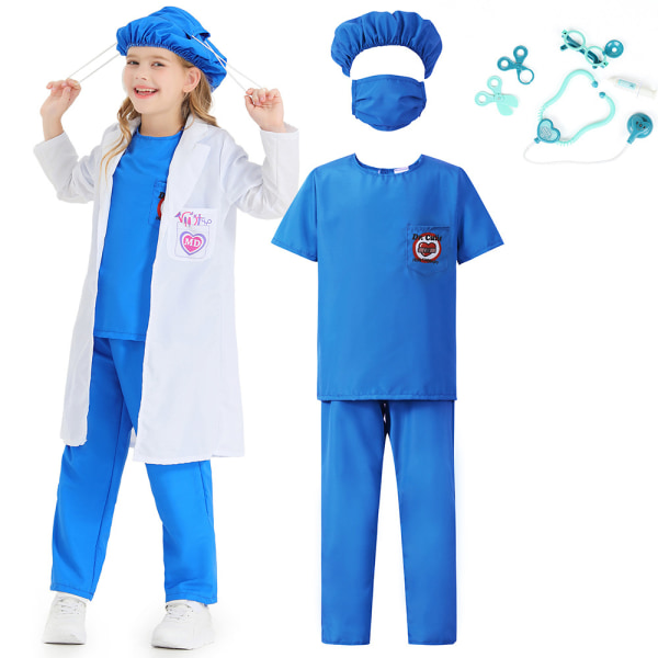 Doctor Scrubs For Kids - Doktor och sjuksköterska kostym Blue L d0ee | Blue  | L | Fyndiq
