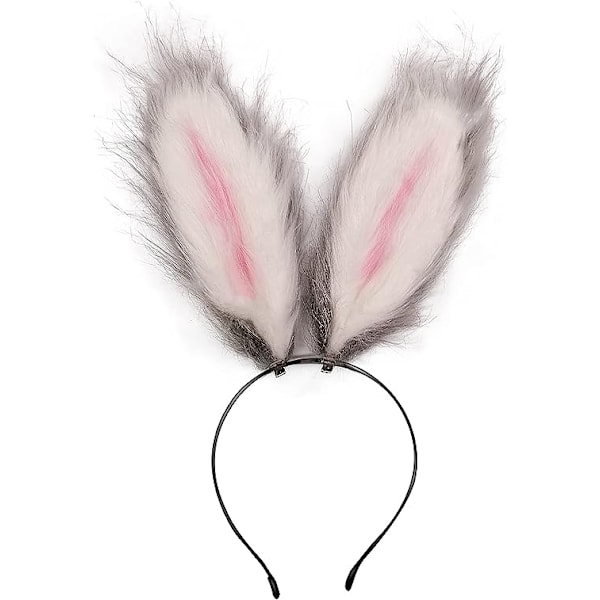 Cosplay Kanin Bunny Lange Ører Hårklemmer Hårbøjle White and grey