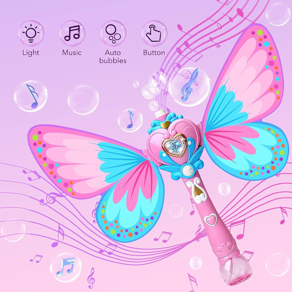 Bubble Machine för barn Butterfly Bubbles Wandblåsare Blue