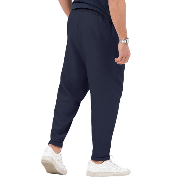 Herr Haremsbyxor Elastisk midja Lös hippiebyxa Navy XL