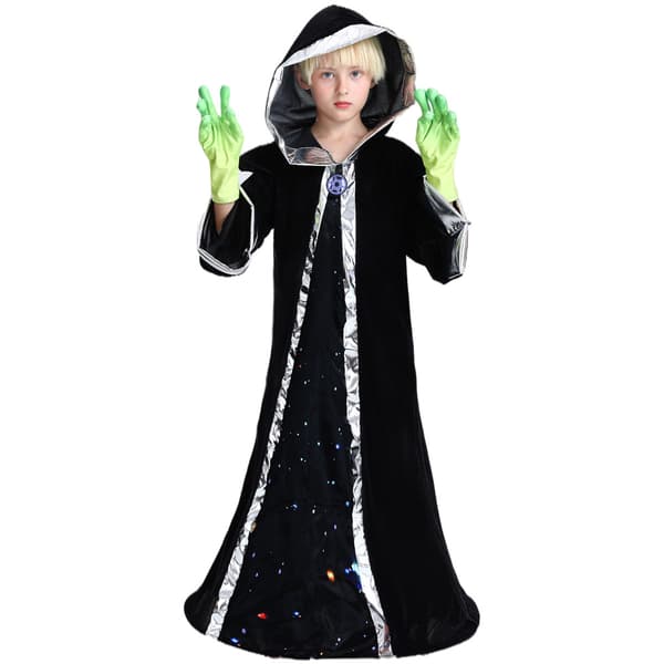 Alien Kostym för Barn Rolig Halloween Huvad Robe S