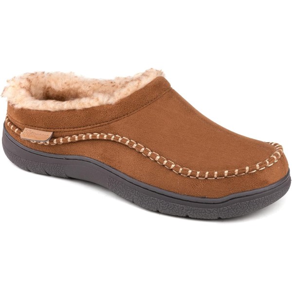 Mænds Slip On Moccasin Tøfler, Indendørs/Udendørs Varme Fuzzy Komfortable Husesko khaki 11-12