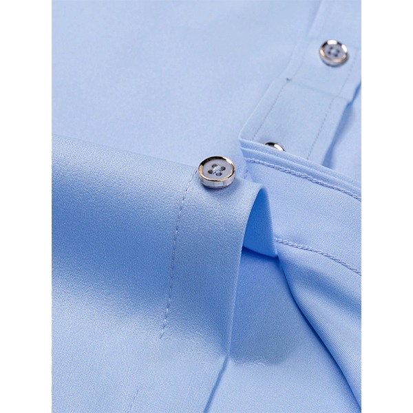 Herrskjortor Långärmad Business Casual Knappskjorta Blue 42