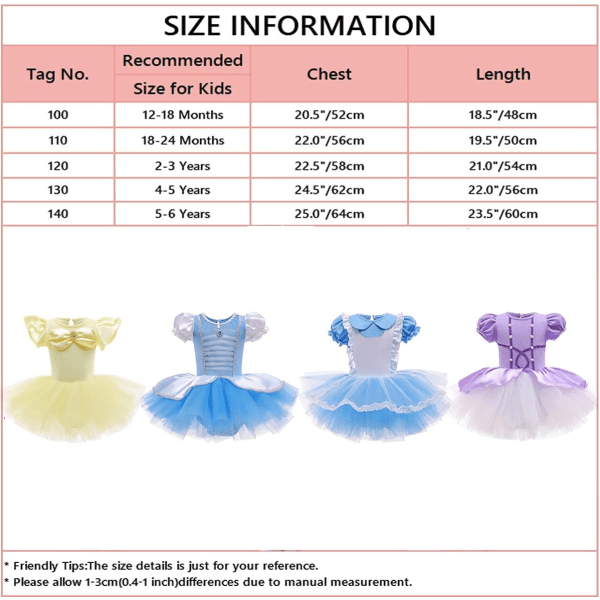 Karnevalskostumer Prinsesse Ballerina Tutu Kjole til Baby Piger Style 3 100cm