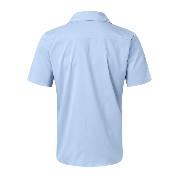Herrar Kortärmad Kubansk Guayabera Skjorta, Avslappnad Strand Knapp-Ner Skjorta WHITE XL