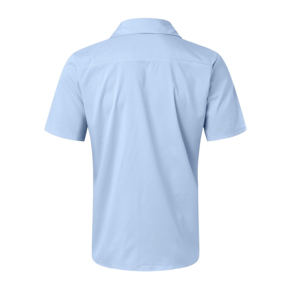 Kortärmad kubansk Guayabera-skjorta för män, Casual Beach Button Down-skjortor BLUE 2XL