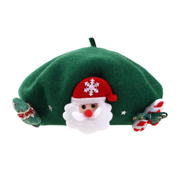 Dammode Söt cap med dekoration glänsande ullkonstnärsmössor hattar Green