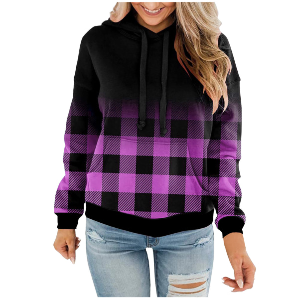 Casual Hoodie-tröjor för kvinnor purple 2XL