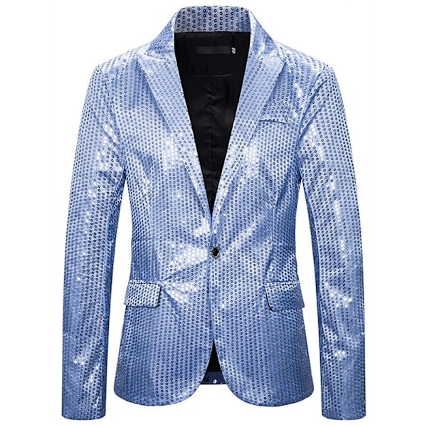 Paljettkavaj för Män, Glänsande Partykavaj Light Blue M