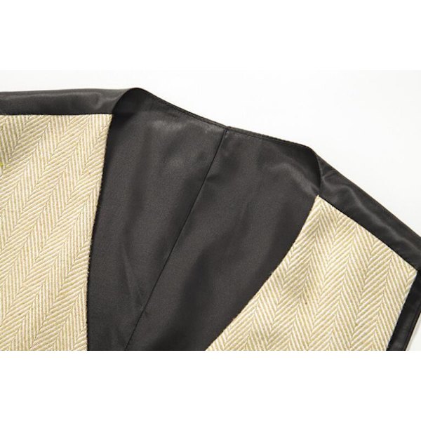 Herrar Slim Fit Dubbelknäppt Väst Beige M