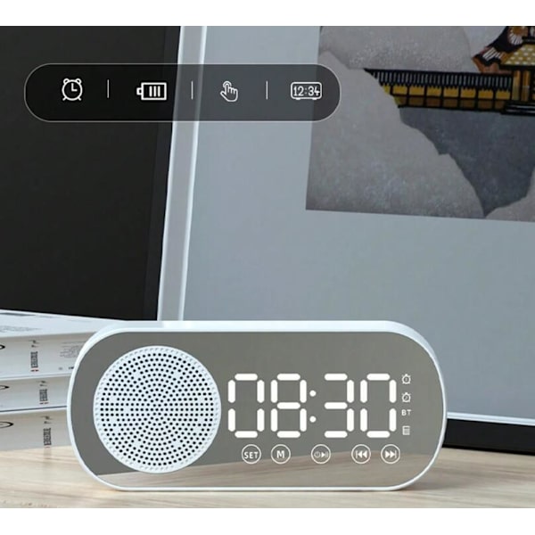 Trådlös Bluetooth-högtalare, multifunktionell högtalarklocka white