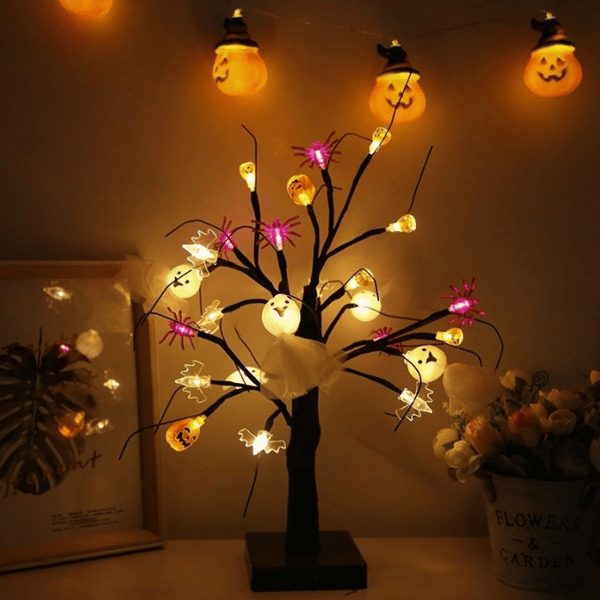 Halloween svart glittrade träddekor Pumpor ornament black