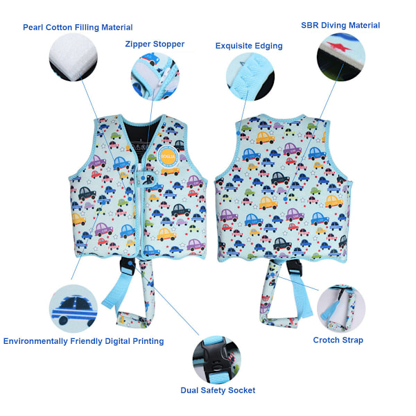 Børne Badevest Neopren Flydejakke Drenge Piger Badetøj blue M