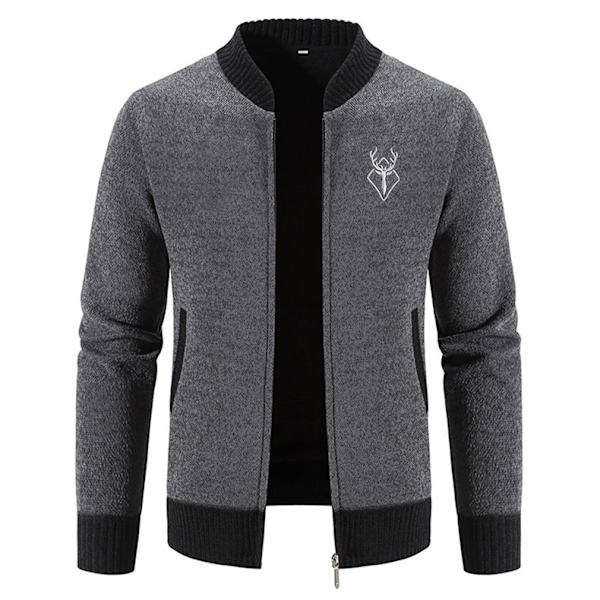 Hettegenser i strikk for menn - varm jakke Dark Gray L