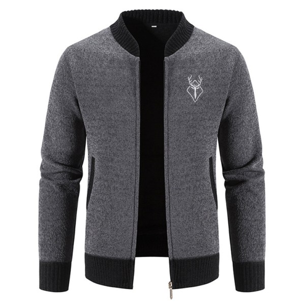Mænds Strikket Cardigan Varm Jakke Dark Gray XXXL