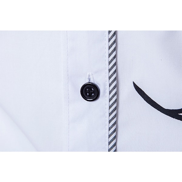 Menn's Trykte Knapp-Ned Skjorte Lang Erme Casual Skjorter white M