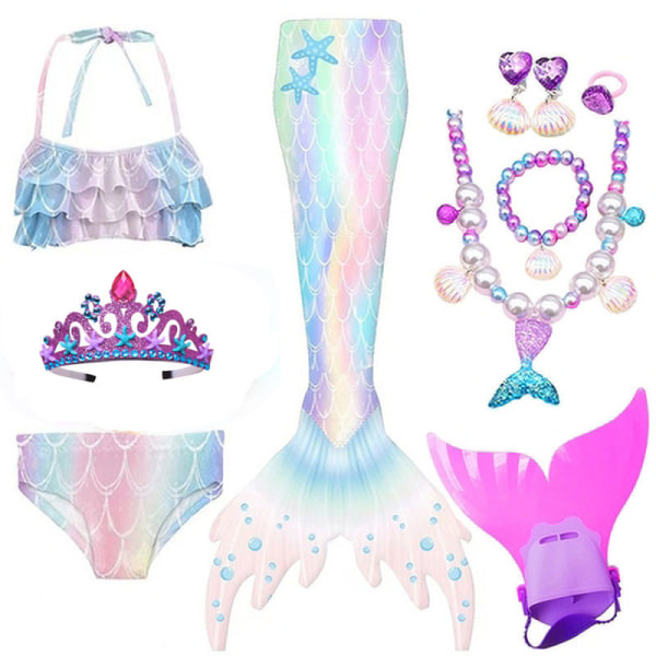 Sjöjungfru-svans Badkläder med Monofin Flickor Pojkar Badkläder Bikini Set style3 110cm