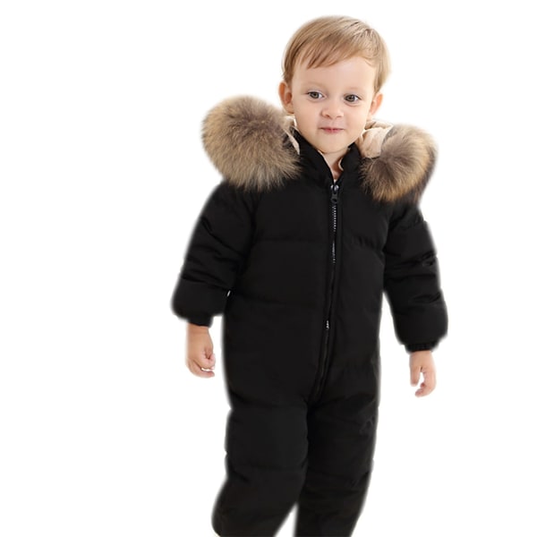 Toddler Baby Flickor Pojkar Kappa Vinter Dun Jumpsuits black 73cm