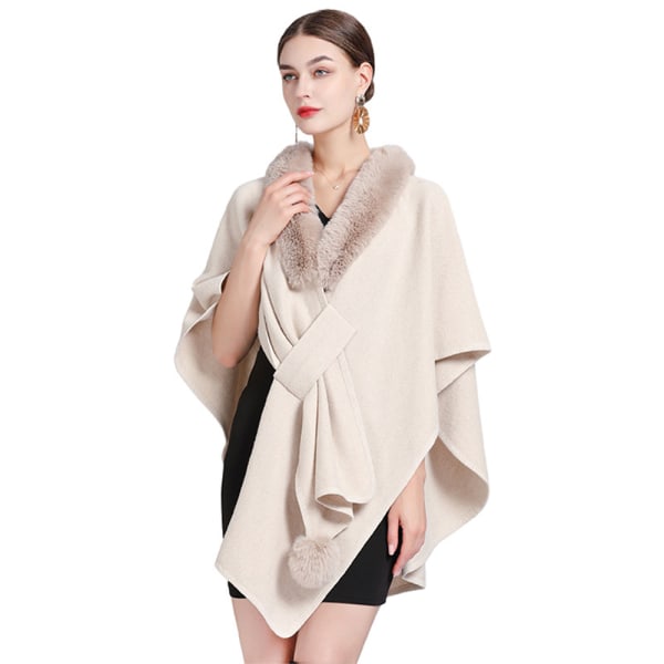 Tekokarvainen Trikoohuivi Kaapui Takki Syksyyn Talveen Beige