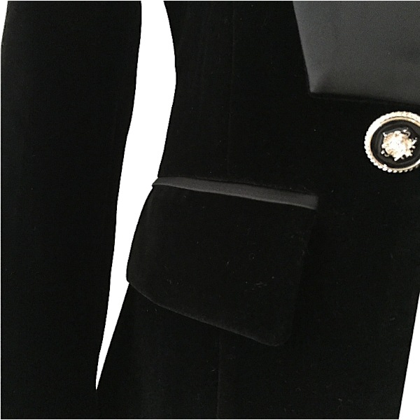 Kvinnor sammetsjacka kavaj Casual kontorsjacka kostym blue M