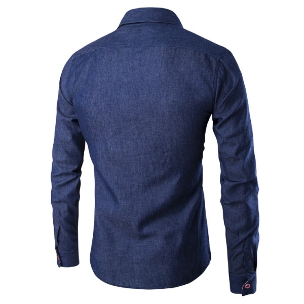 Långärmad jeansskjorta för män dark blue XL