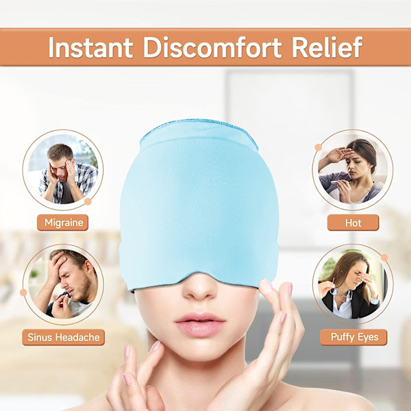 Huvudvärk Förkylning Migrän Relief Head Ice Pack Wrap Blue Double Layer