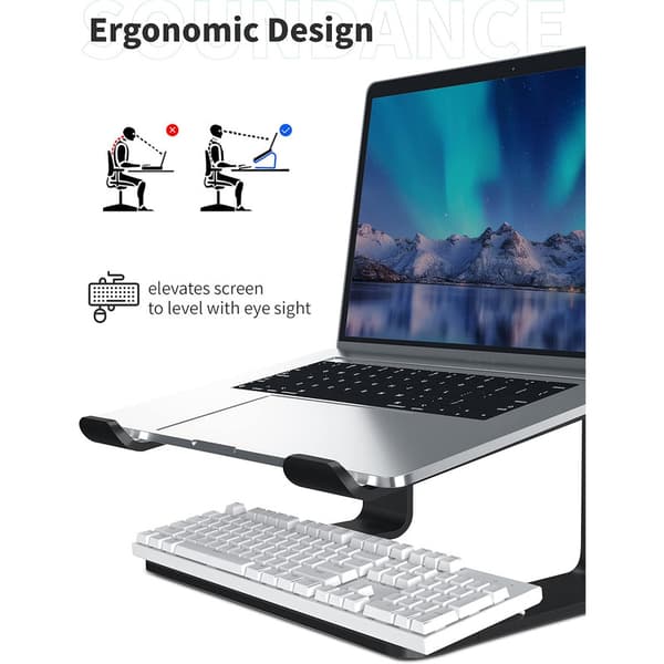 Laptop Stativ, Ergonomisk Laptop Elevationsstativ til Skrivebord Black