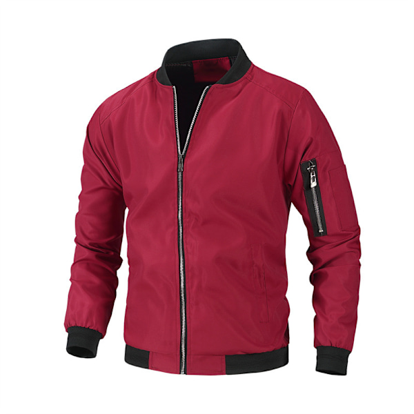 Bomberjakke for menn - Varsity Flight Jacket Wine Red 4XL