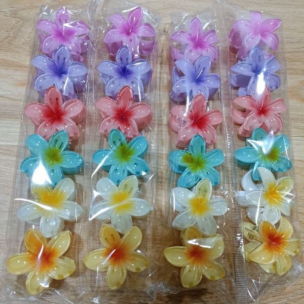 12 stk Mini 4cm Blomster Hårklipp, Fargerike Hårtilbehør for Kvinner og Jenter
