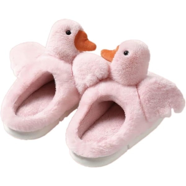 Kvinnor Söta Animal Duck Tofflor Memory Foam Cotton House Skor Pink 42-43