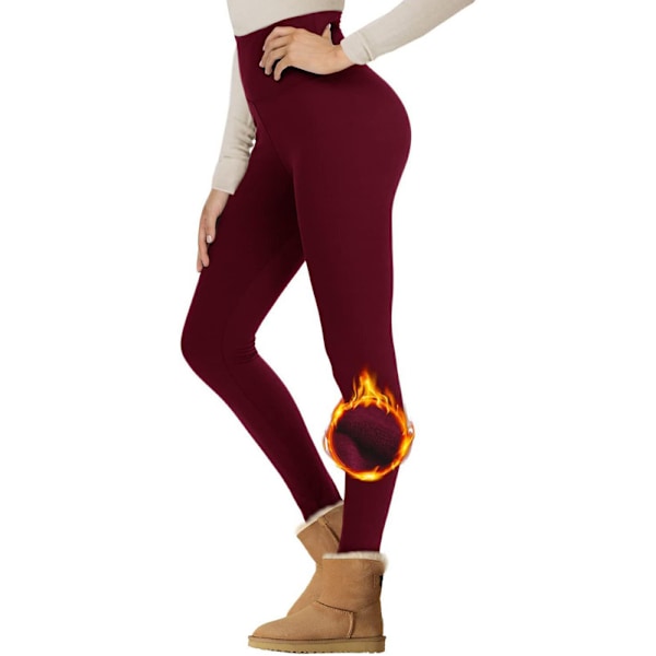 Vintervarme Fleeceforet Leggings til Kvinder Wine Red 4XL