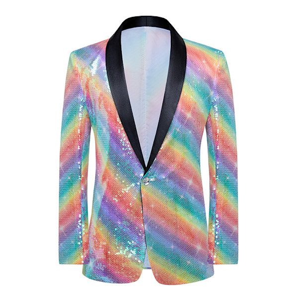 Herre Mode Shawl Revers Pailletter Blazer XL
