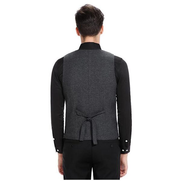 Slim Fit ärmlös kostymväst för män Dubbelknäppt affärsklänning väst black M