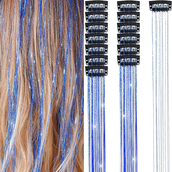 Clip-in Hårglans-Extensions Kit til Halloween Cosplay Fest Blue