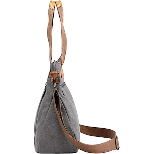 Kvinnors Canvas Tote Portmonnä Work Shoulder Crossbody Bag Gray