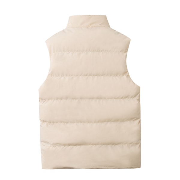 Män Casual Stand krage väst Vadderad jacka väst khaki XL