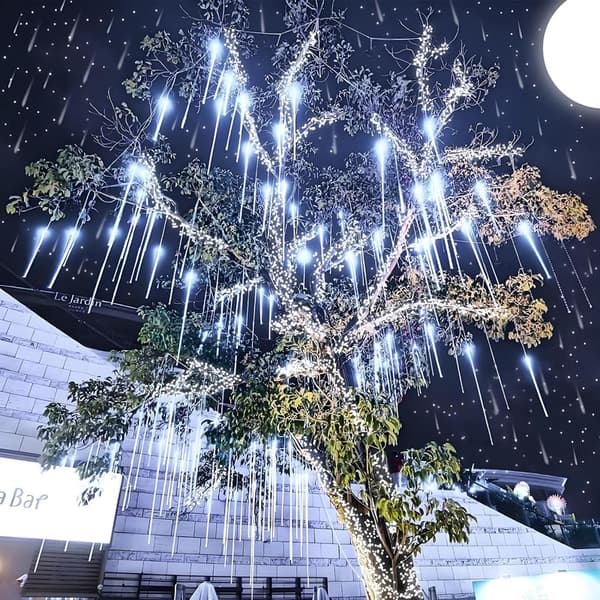 Regn Drops Lys, LED Meteorskur Lys 8 Rør White