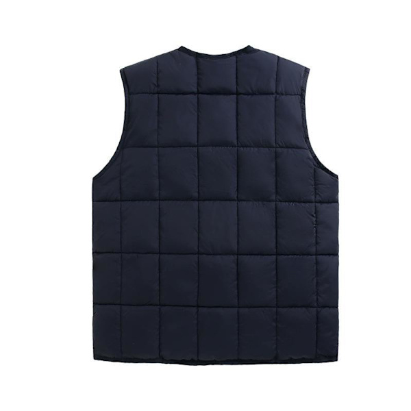 Herrar Friluftsliv Stå Krage Fleece Jacka Väst Casual Vadderad Väst Jackor Navy 2X