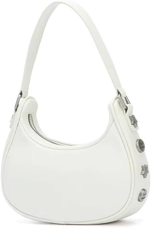Retro Clutch Axelväska Handväska med Dragkedja för Kvinnor White
